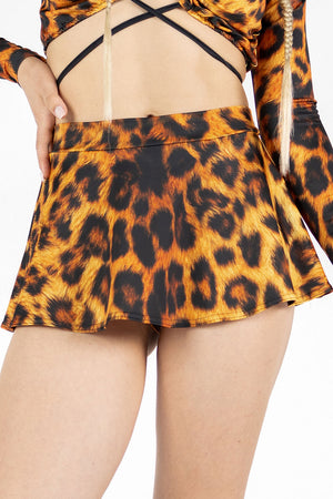 Leopard Rave Mini Skirt Close View