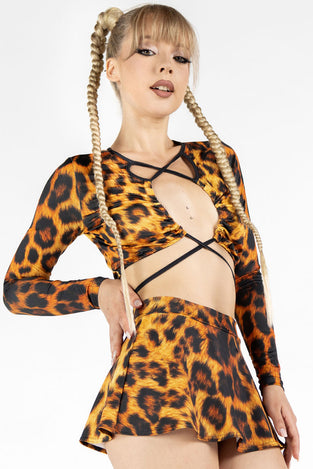 Rave Outfit Leopard Rave Mini Skirt Set Side View
