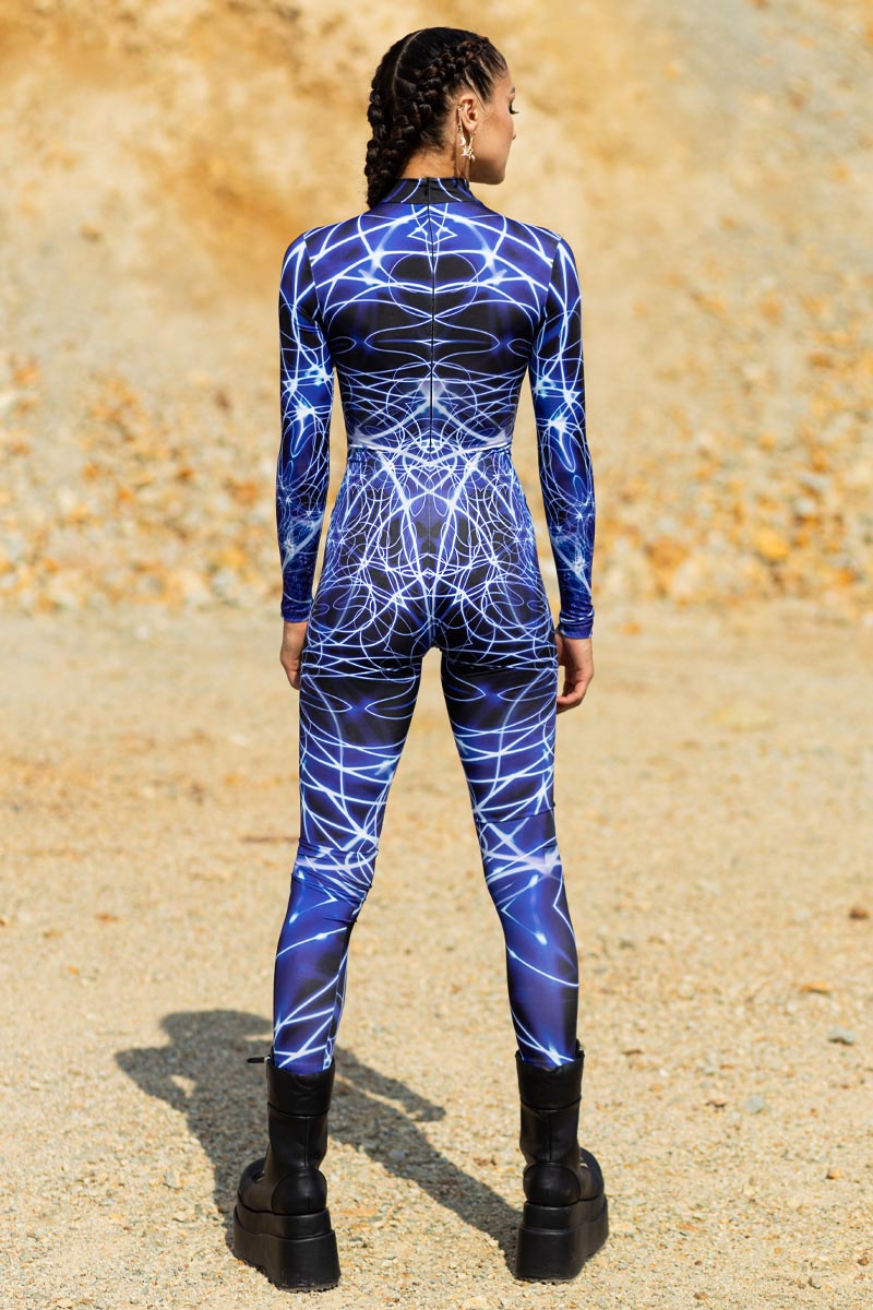 Blue Lightening Full Body Rave Costume for Women | Devil Walking