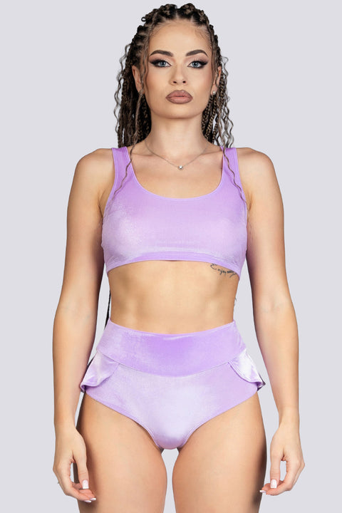 Lilac Dream Bra Crop Top - Purple Velvet Stripper Outfit