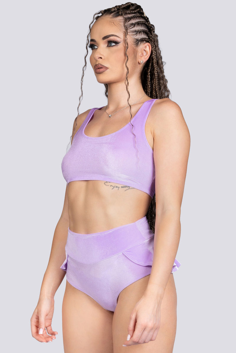 Lilac Dream Bra Crop Top - Purple Velvet Stripper Wear
