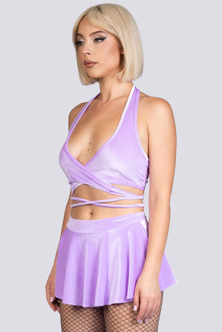 Lilac Dream Mini Skirt - Purple Velvet Stripper Outfit