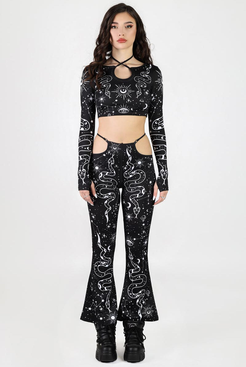 Lilith Side Cut Out Flare Pants Front View