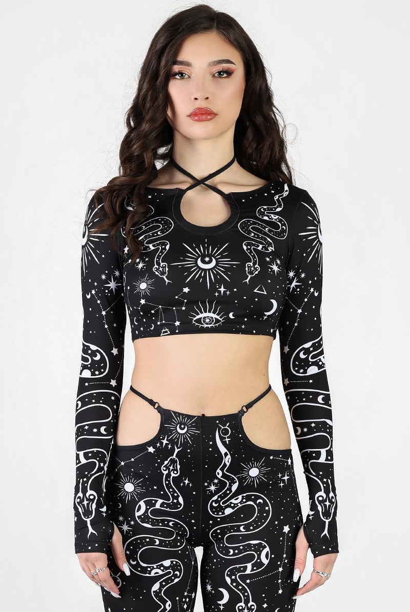 Lilith Side Cut Out Flare Pants Set Close View