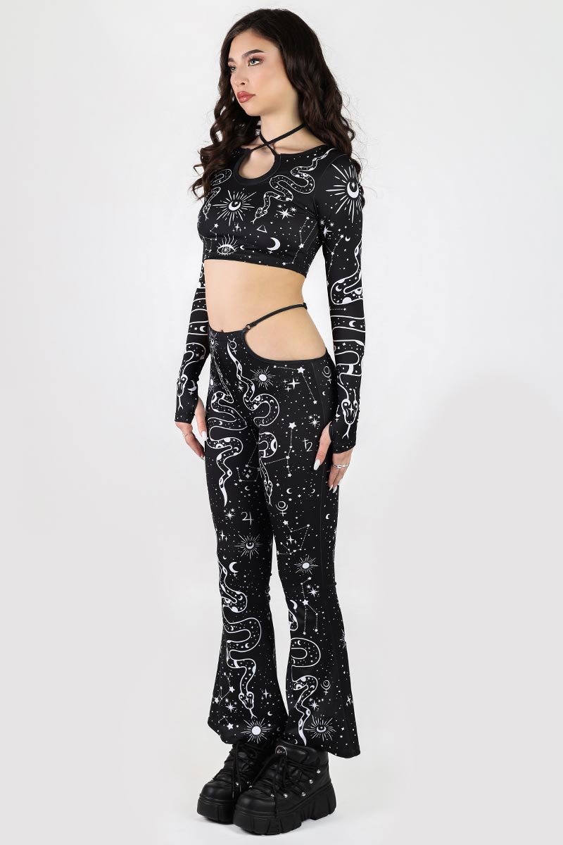 Lilith Side Cut Out Flare Pants Side View