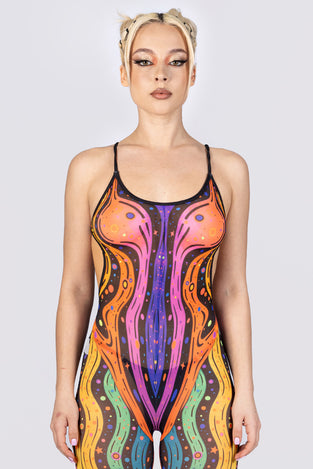 Rave Outfit Liquid Lust Open Back Jumpsuit Close View