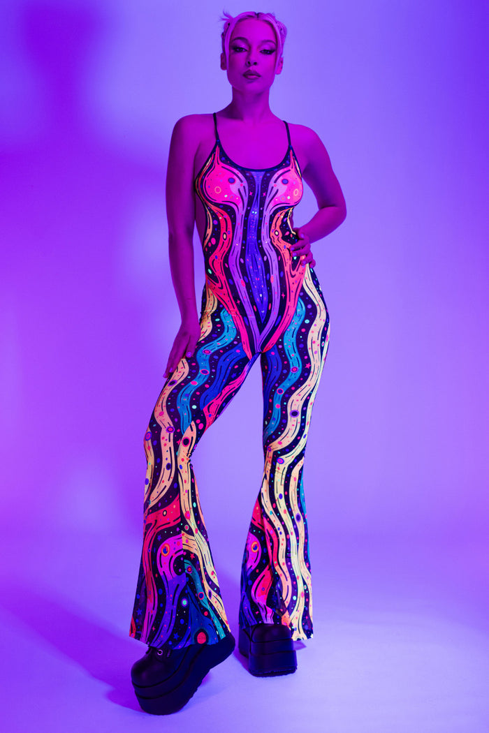 Rave Outfit Liquid Lust Open Back Jumpsuit Full View Uv