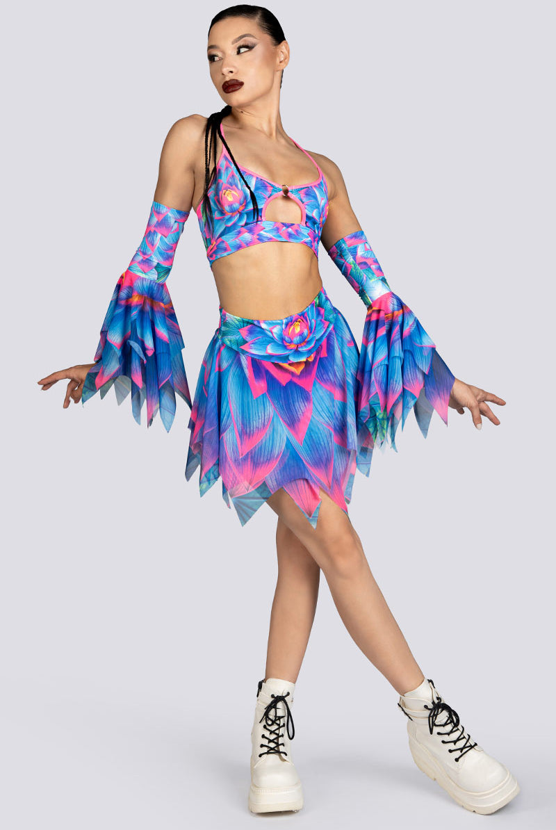 Lotus Nymph Handkerchief Mini Skirt Set Rave Halloween Costume