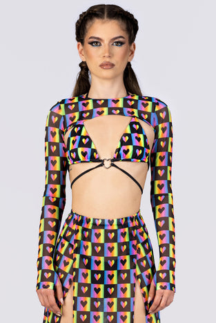 Rave Outfit Love Game Mesh Skirt Set Close View