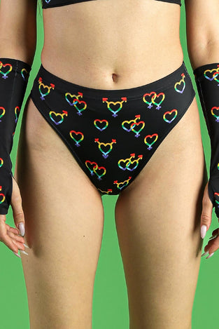 Love Wins High Cut Booty Shorts Close View