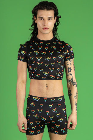 Love Wins High Waisted Men's Shorts Front View