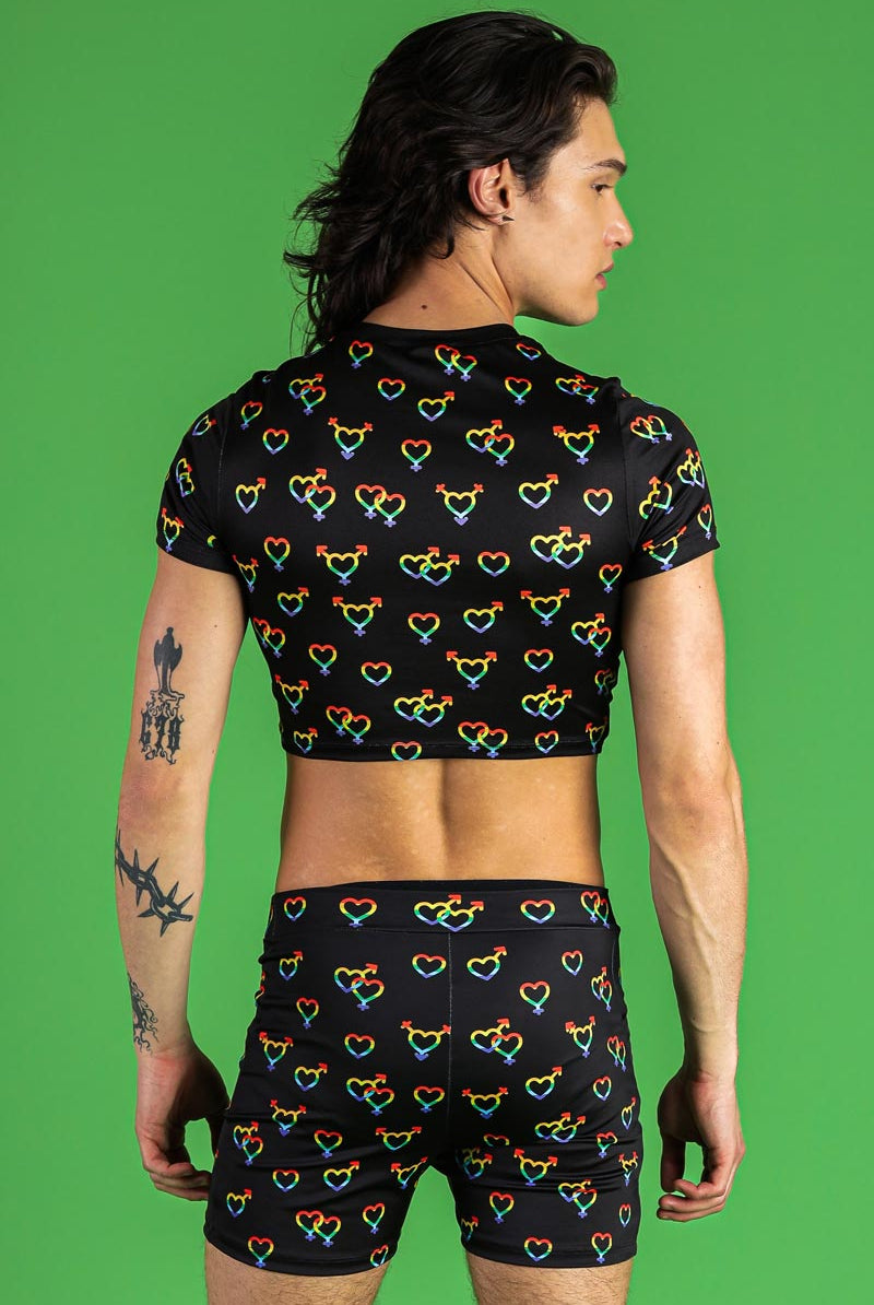 Love Wins High Waisted Men Shorts Set Back View