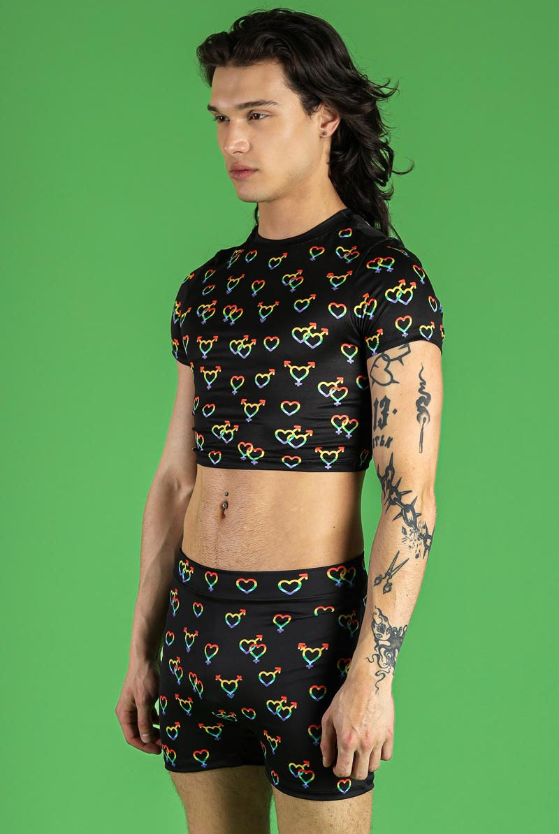 Love Wins High Waisted Men Shorts Set Side View