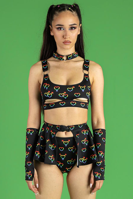 Rave Outfit Love Wins Mini Clasp Skirt Set Front View