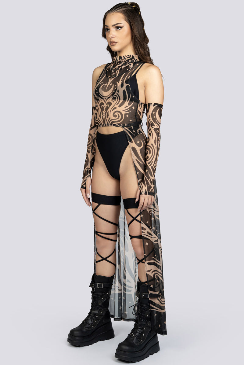 Luna Duster Mesh Crop Top Rave Outfit