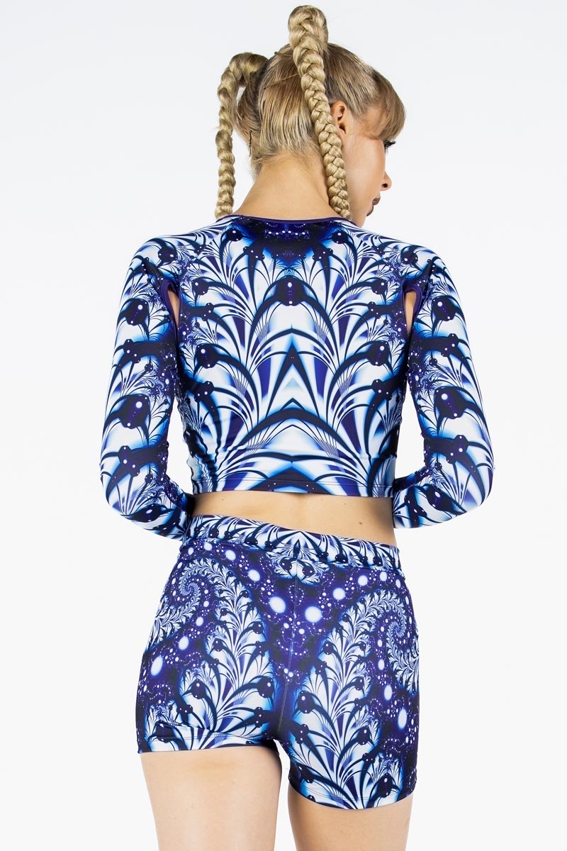 Lunar Blossom Cut Out Long Sleeve Crop Top Back View
