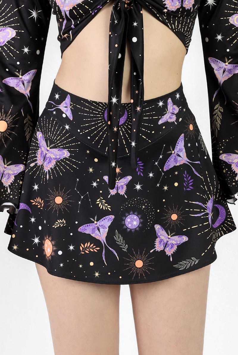 Lunar Moth High Waisted Skort Close View