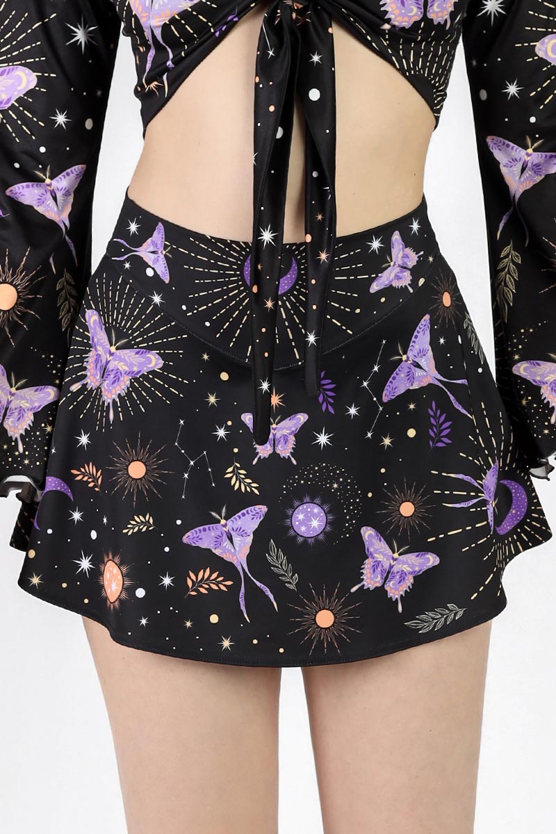 Lunar Moth High Waisted Skort Close View