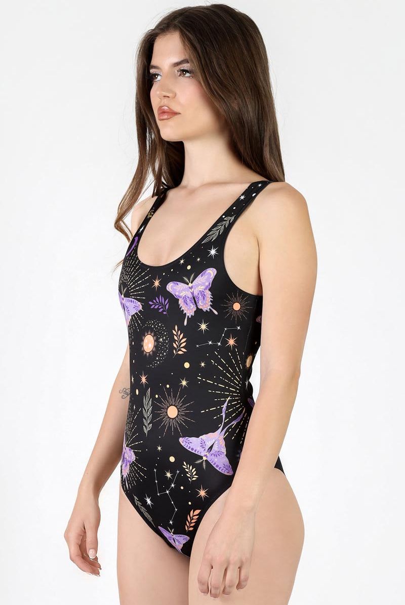 Lunar Moth One Piece Swimsuit Side View