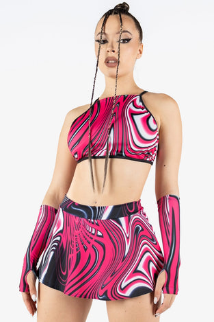 Rave Outfit Magenta Motion Rave Mini Skirt Set Front View