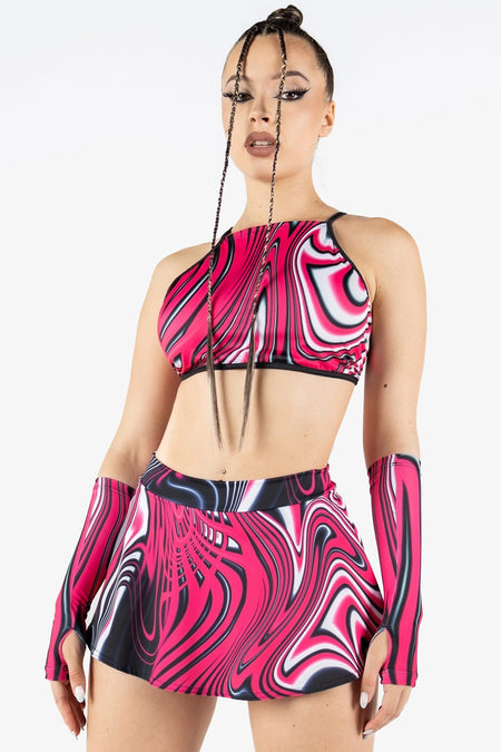 Rave Outfit Magenta Motion Rave Mini Skirt Set Front View