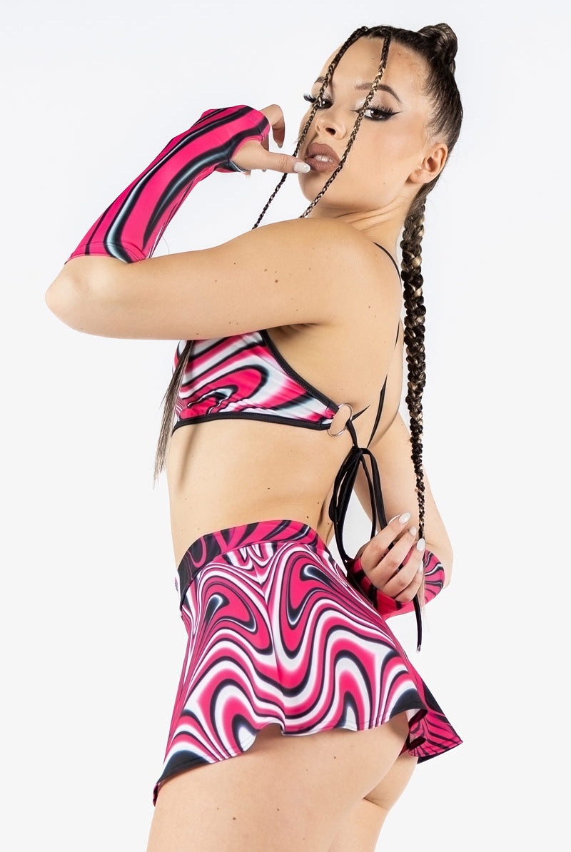 Magenta Motion Rave Mini Skirt Set Side View