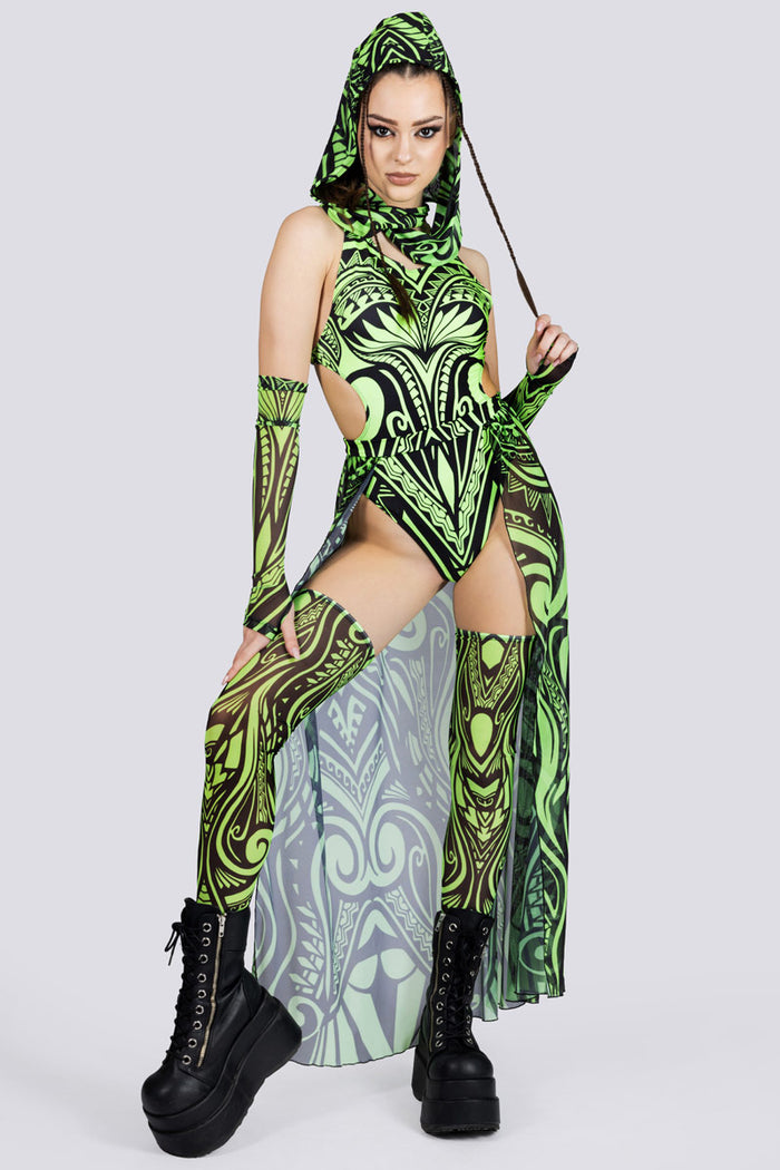 Rave Outfit Maori Relic High Cut Bodysuit