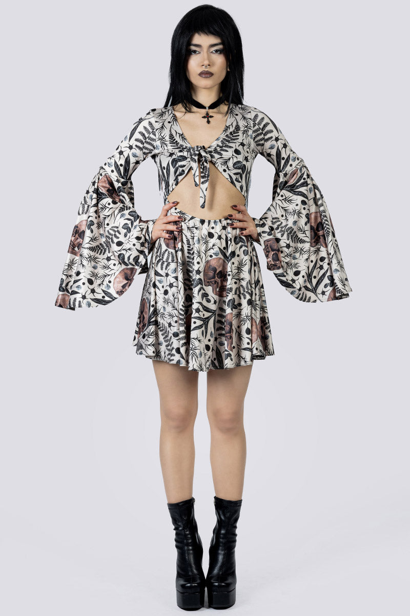 Memento Bloom Front Tie Knot Dress Front Gothic Clothing
