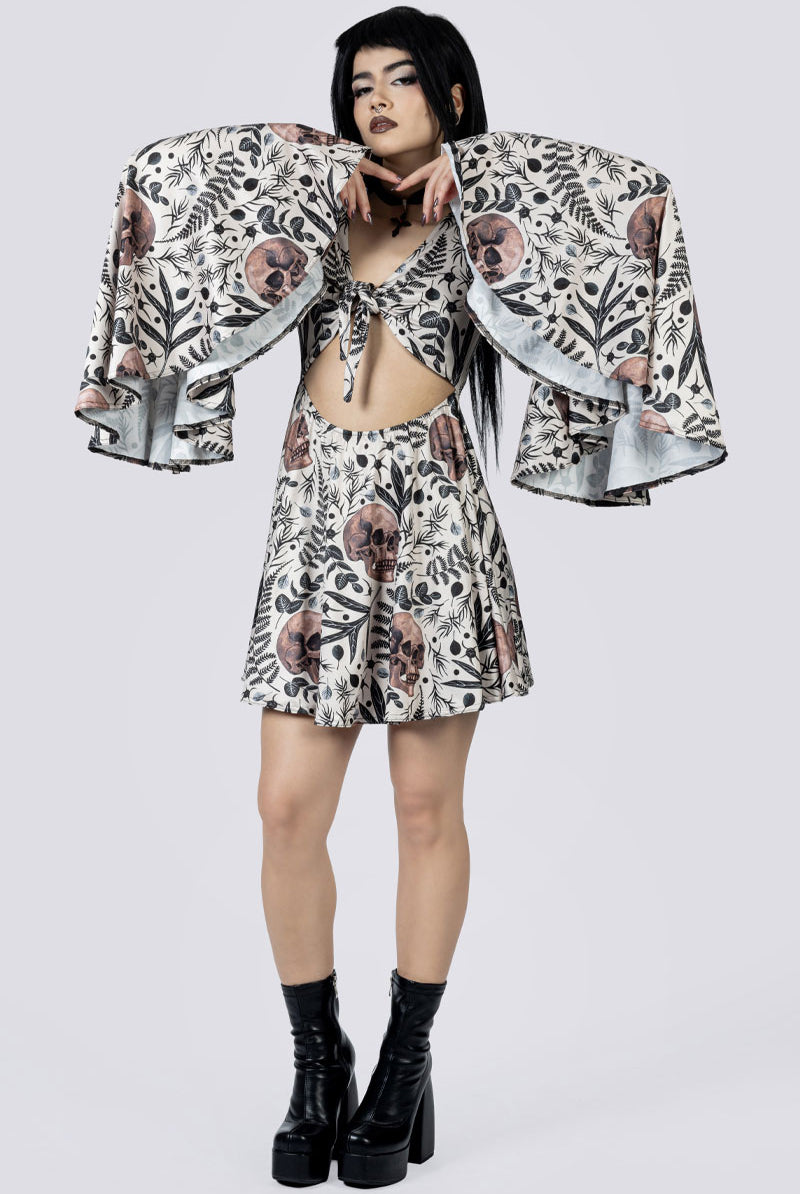 Memento Bloom Front Tie Knot Dress Full Body Gothic Outfits