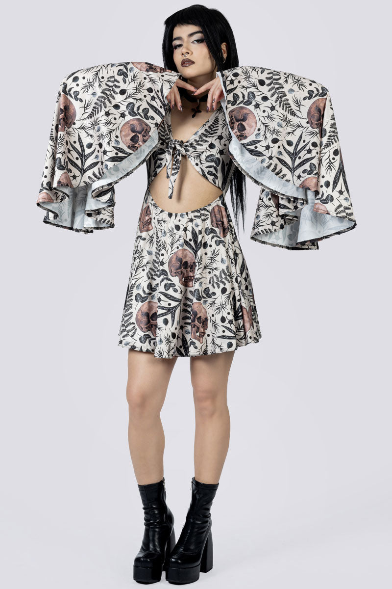 Memento Bloom Front Tie Knot Dress Full Body Gothic Outfits