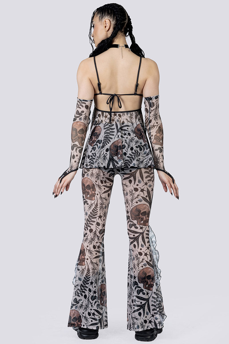 Memento Bloom Ruffle Pants Back Goth Fashion