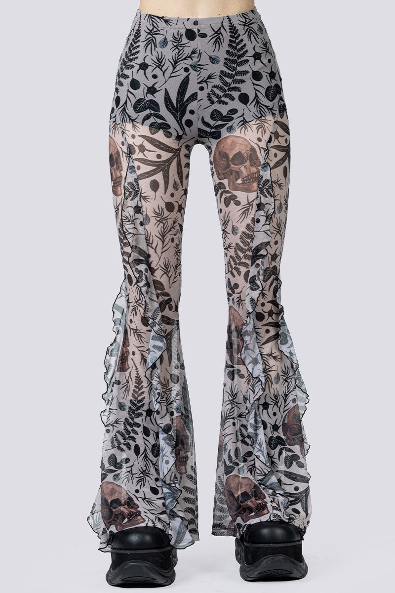 Memento Bloom Ruffle Pants Close Up Goth Clothing
