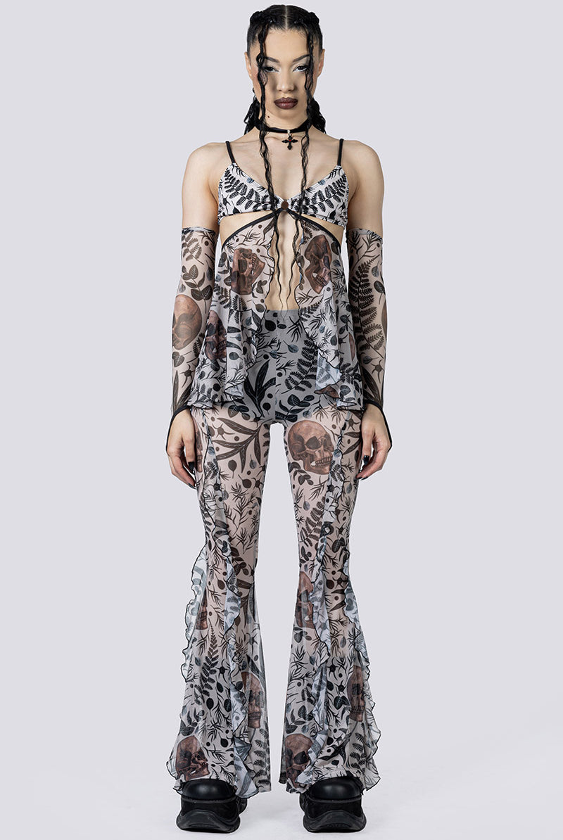 Memento Bloom Ruffle Pants Set Front Goth Wear