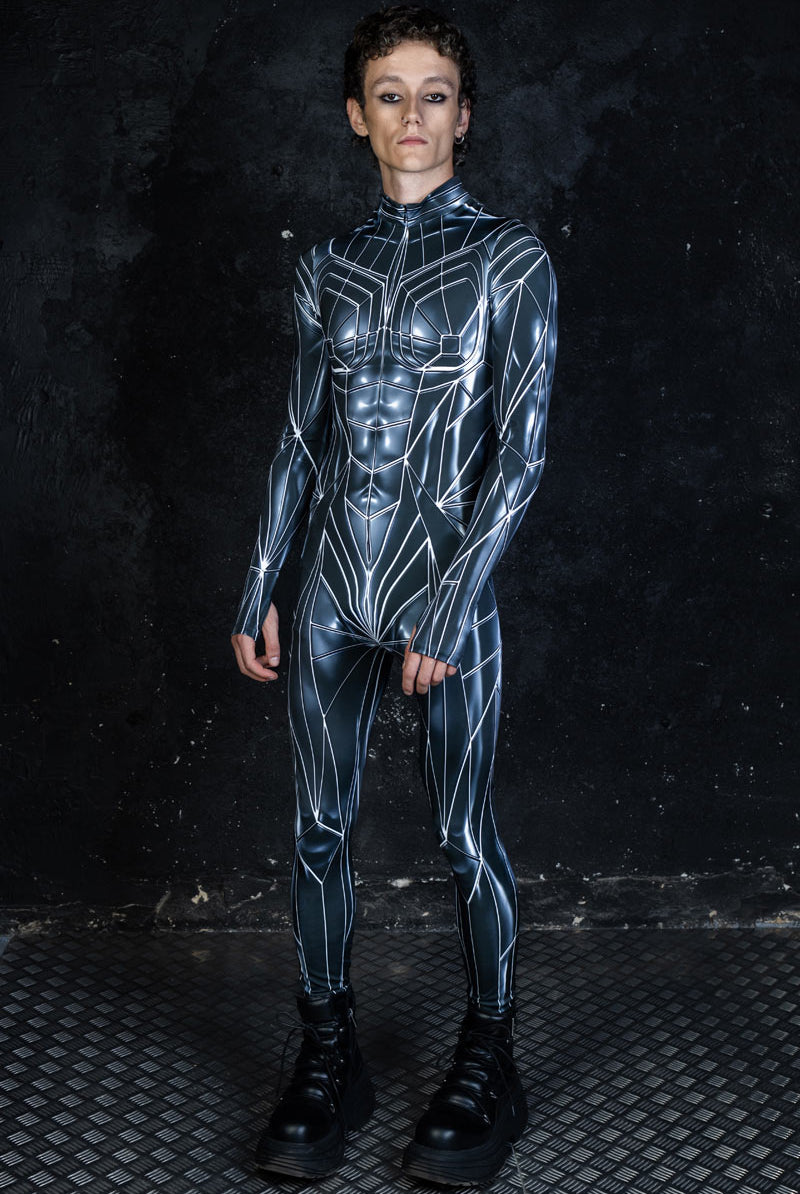 Men's Black Mirror Costume Side View