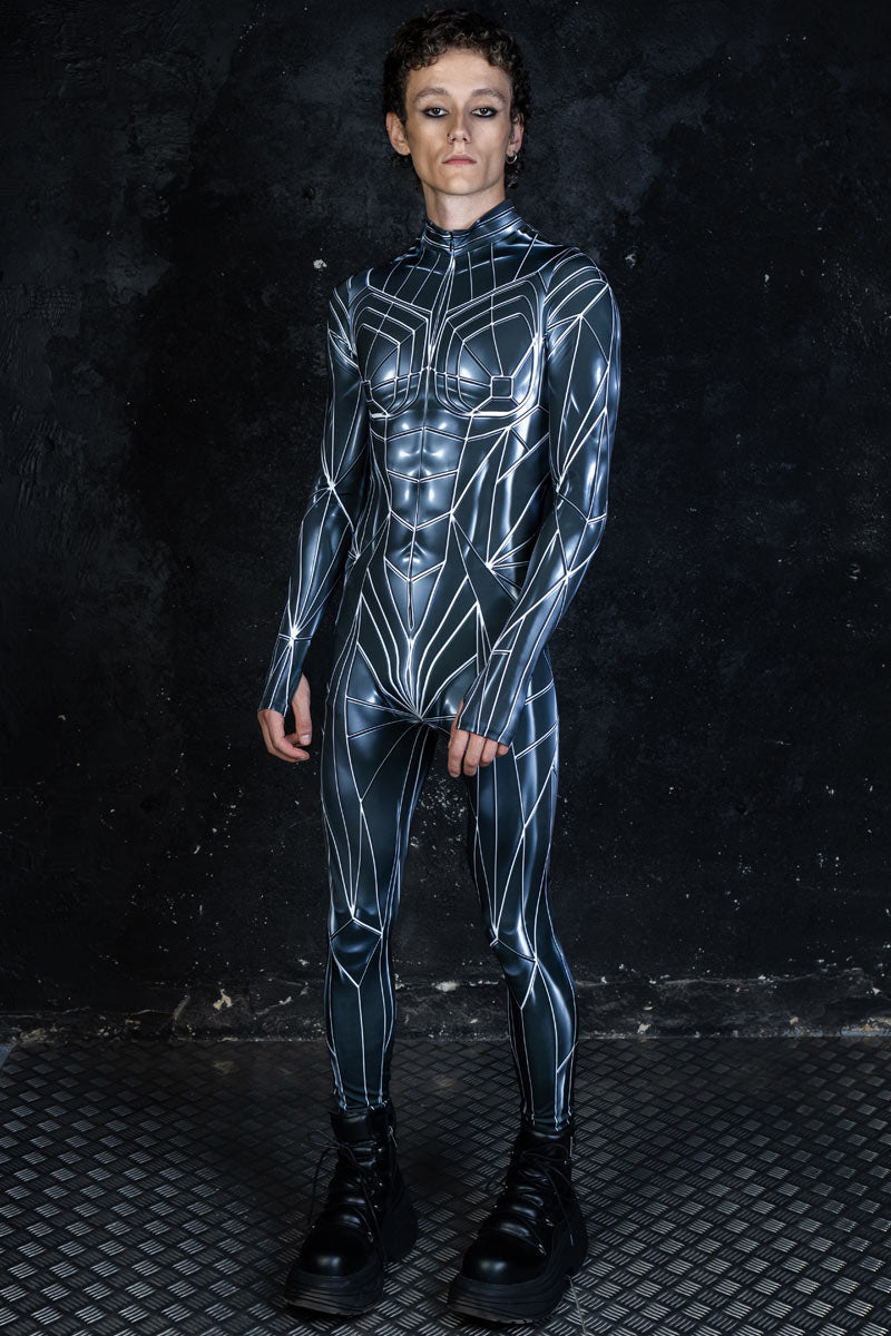 Men's Black Mirror Costume Side View