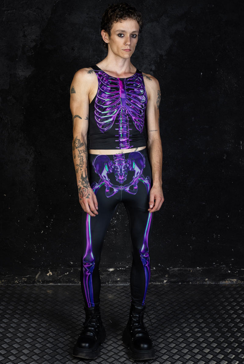Men's Purple Skeleton Leggings Set