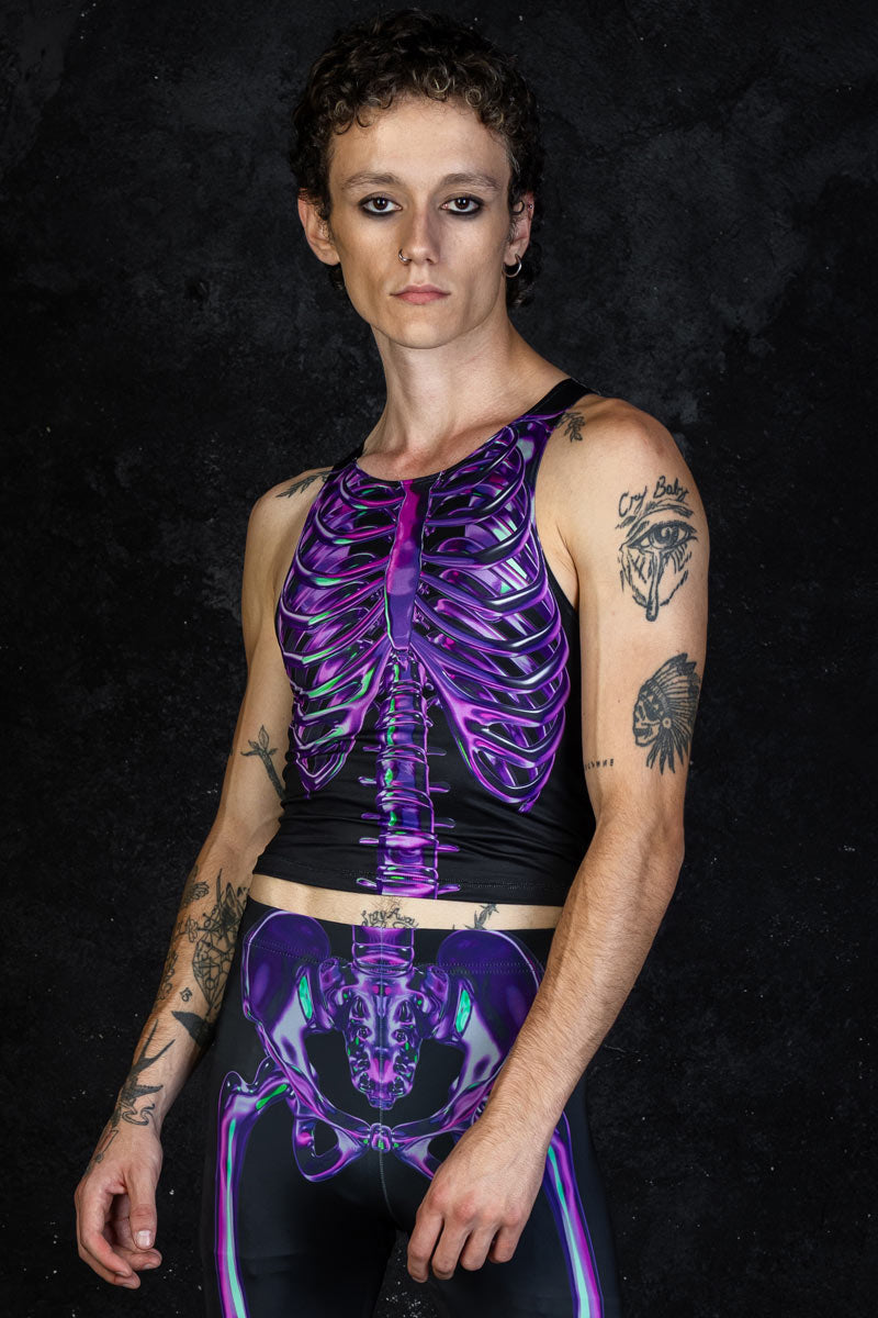 Skelaton Rave Purple Skeleton Men Tank Top for Halloween & Rave | Devil Walking