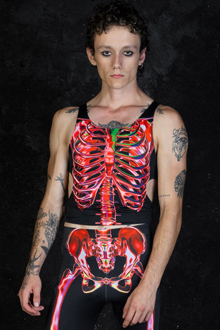 Rave Outfit Men'S Ruby Skeleton Cut Out Tank Top
