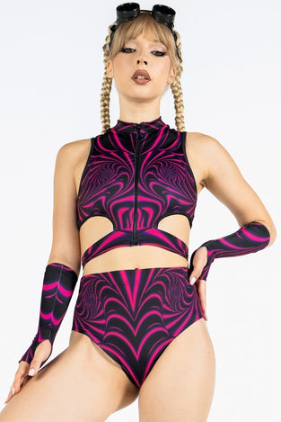 Rave Outfit Midnight Blush Booty Shorts Set Front View
