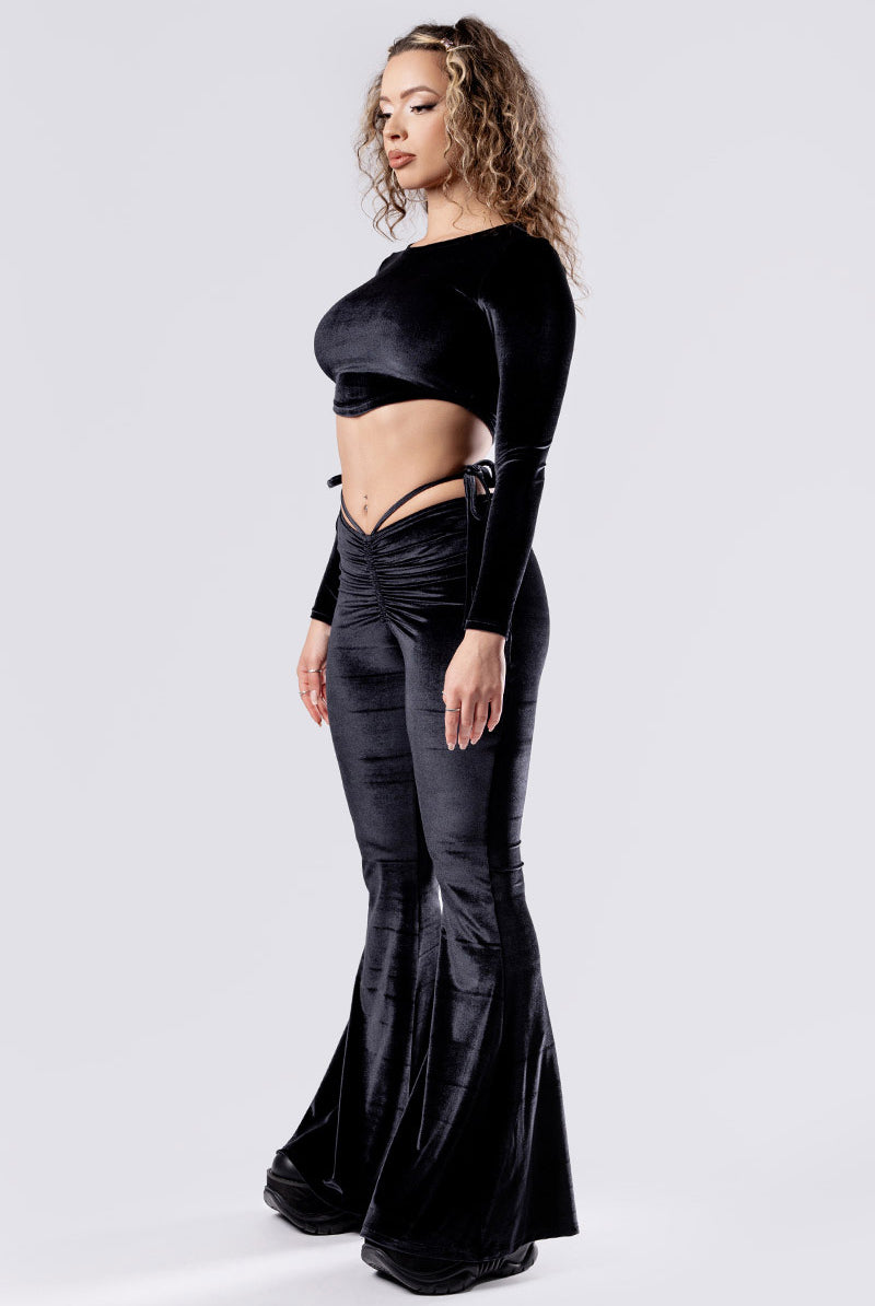 midnight-crush-hip-strap-flare-pants-black-velvet-side-view