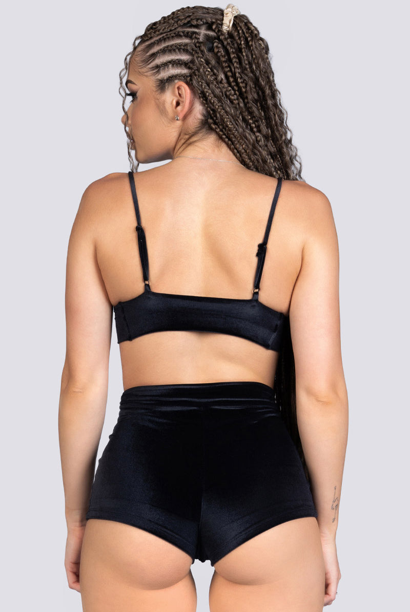 Midnight Crush Velvet Bralette Top - Black Velvet Exotic Dancewear