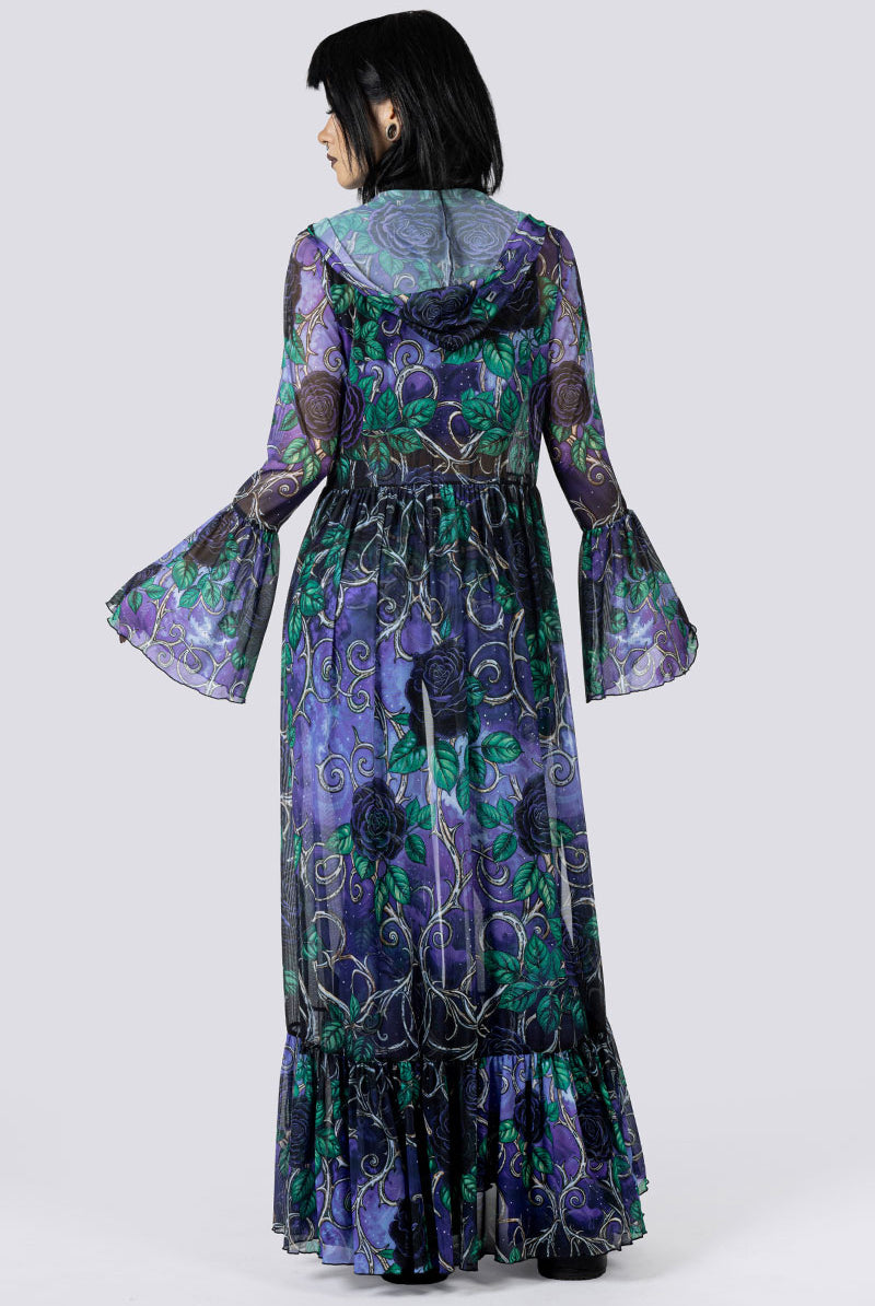 Midnight Roses Flare Pants Robe Back Gothic Clothes