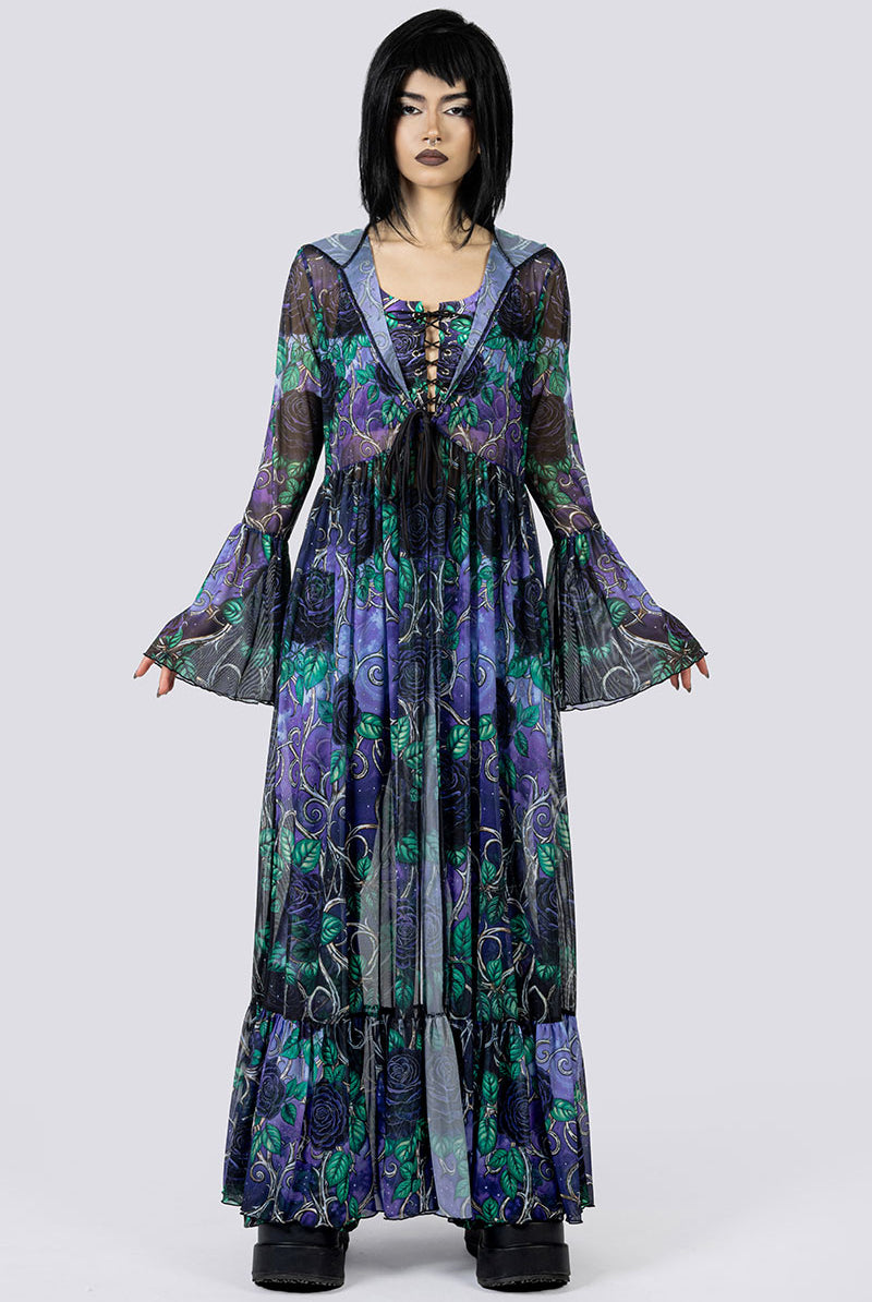 Midnight Roses Flare Pants Set Front Gothic Clothing