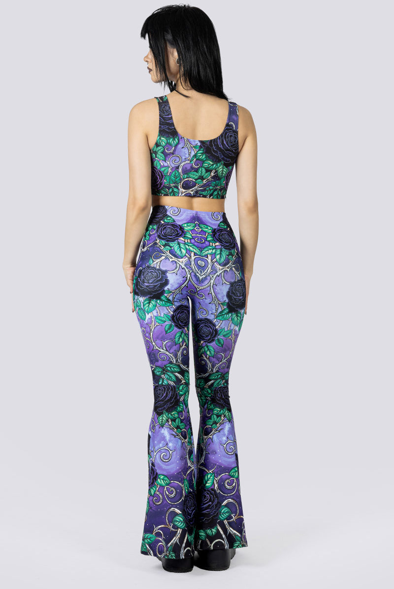 Midnight Roses Lace Up Top Back Goth Fashion