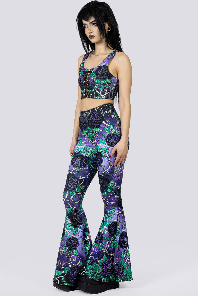 Midnight Roses Lace Up Top Side Gothic Outfits