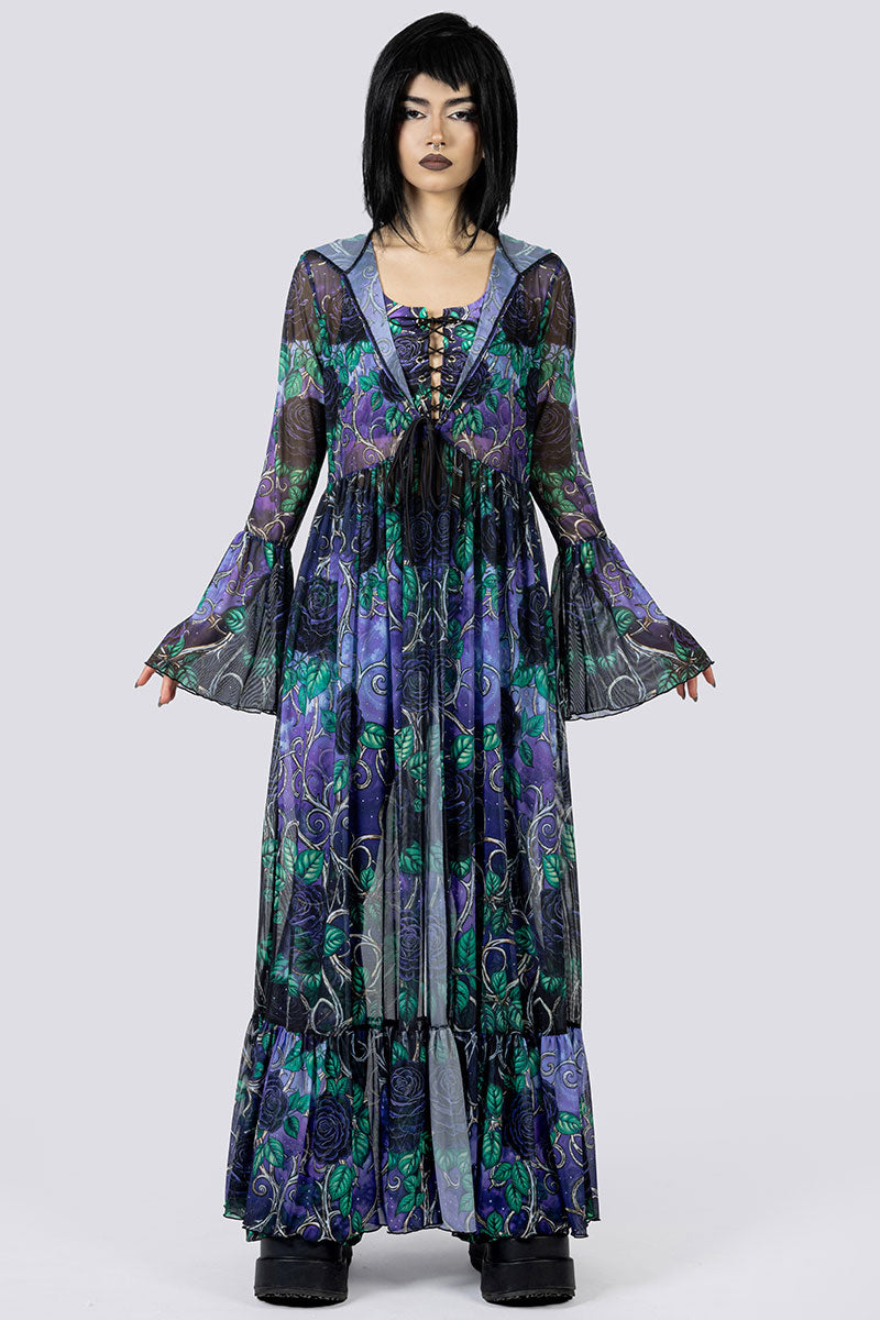 Midnight Roses Sheer Robe | Devil Walking