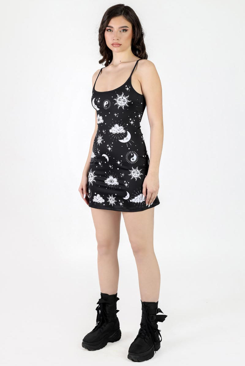 Midnight Sky Mini Strappy Dress Side View