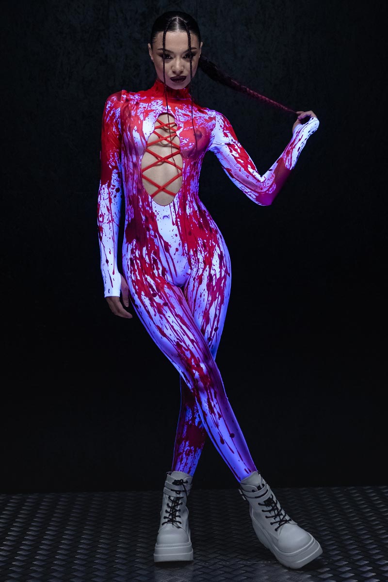 Miss Murder Open Front Costume UV Full View