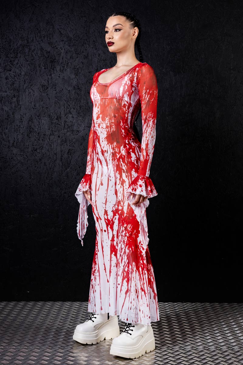 red sheer mesh dress Miss Murder Sheer Mesh Dress