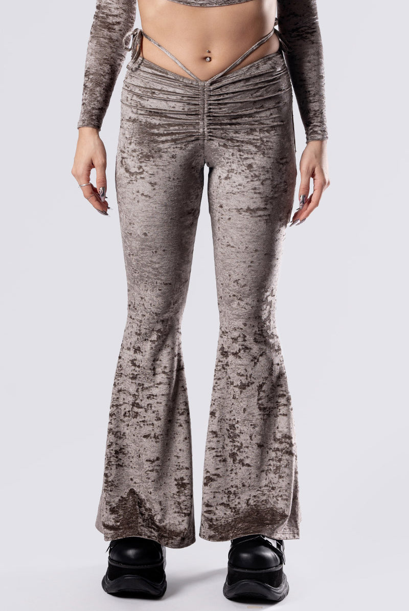 mocha-latte-hip-strap-flare-pants-set-beige-velvet-close-front-view